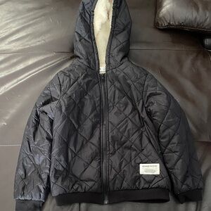 Thin Black Quilted Hooded Jacket